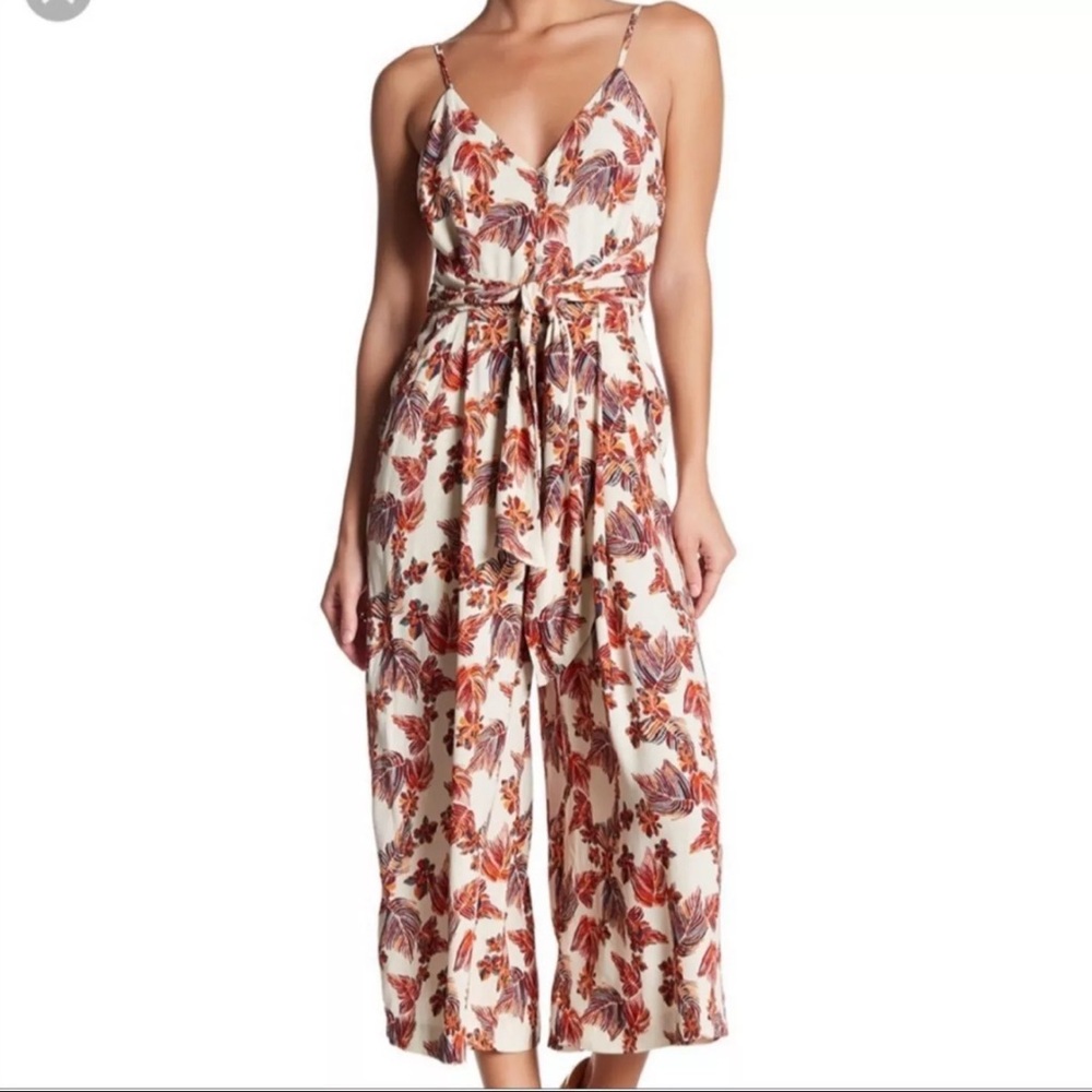 Free People Hot Tropics Floral Cropped Wide Leg Jumpsuit Size 0